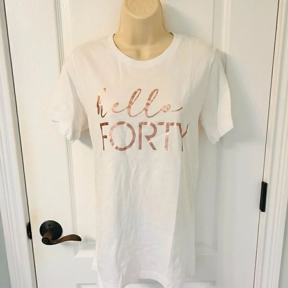 Hello Forty White and Rose Gold Shirt Top! ❤️